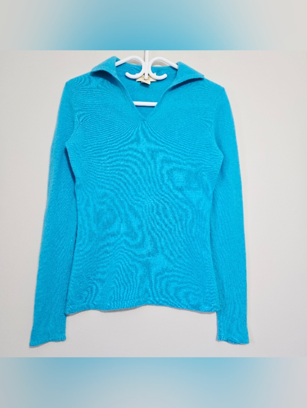 Vintage Peck & Peck 100% Cashmere 2-Ply Sweater Women’s turquoise blue V-neck S